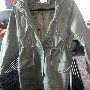 Olive Green Hooded Parka Jacket